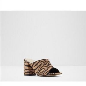 Aldo Shoes Etelavia Brown Pony Hair Zebra Mules